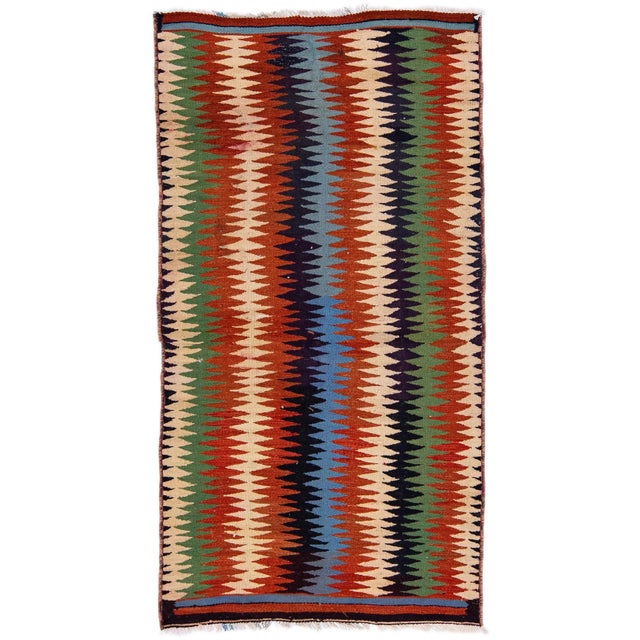 Burnt Orange Mid-20th Century Turkish Kilim Multicolor Handmade Tribal Wool Rug For Sale - Image 8 of 8