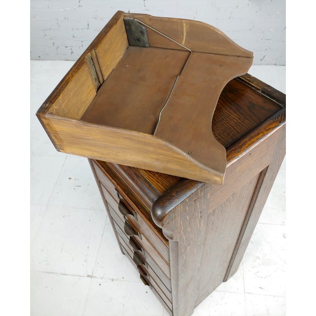 Antique 1930s Oak Mini Filing Cabinet for Letters with 7 ...