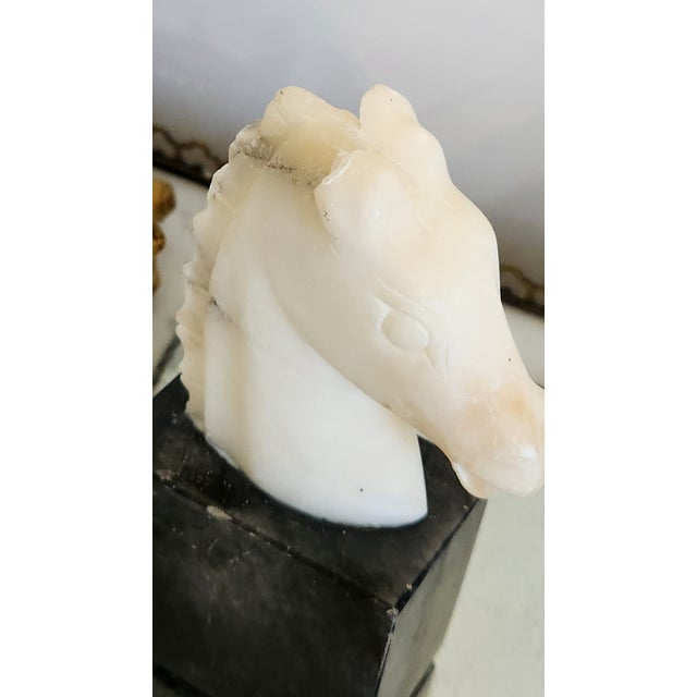 Vintage Carved Marble Horse Head Bookends, Pair For Sale - Image 11 of 18
