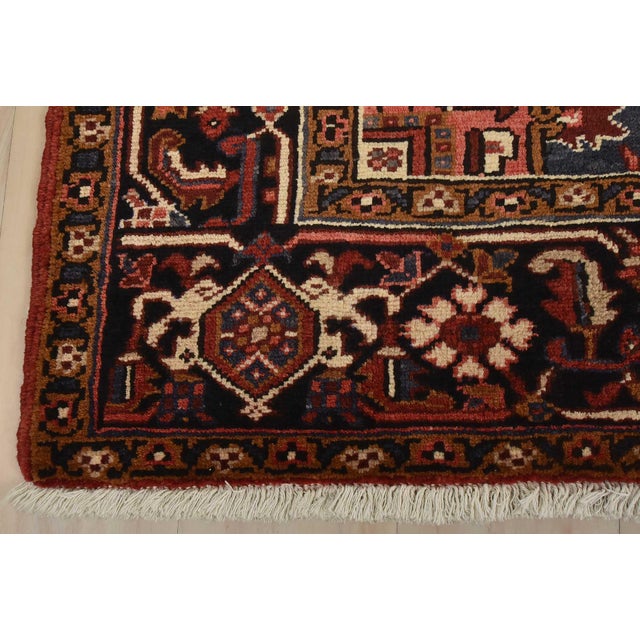 Heriz Rug 7’1” X 10’1” Red Wool Vintage Tribal Hand-Knotted Oriental Carpet For Sale - Image 12 of 15