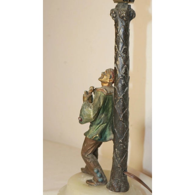 Antique Austrian Figural Bronze Patinated Electric Clown Candelabra Lamp Light For Sale - Image 10 of 12
