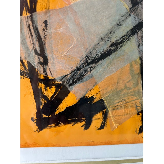 Orange Vintage Larry Kessler Abstract Collage Painting, 1962 For Sale - Image 8 of 9