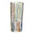 Carlo Moretti Rover contemporary Murano mouth blown glass vase in clear glass with multi-color glass stripes. Part of the...