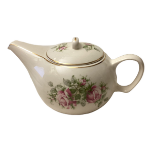 Vintage Aladdin Shaped Teapot Double Rose Pattern Styled After Hull