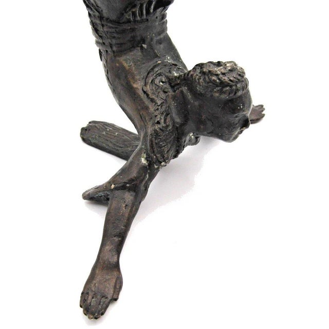 Matched Pair of Vintage Boho Patinated Bronze Acrobat Candle Holders For Sale - Image 12 of 16