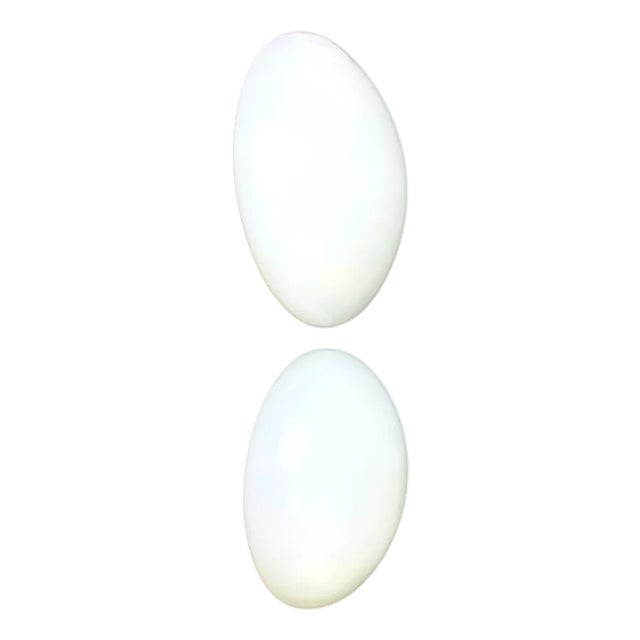 Art Deco Style White Opaline Glass Ceiling or Wall Flush Mounts, 1960s, Set of 2 For Sale