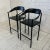 Post modern black leather barstools by Cy Mann
