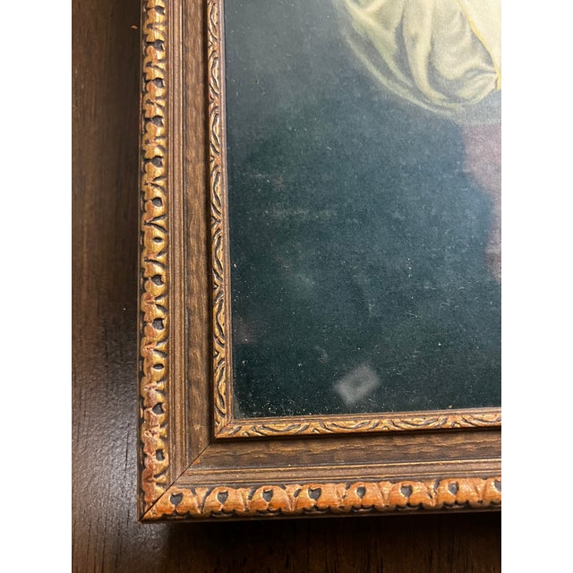 Early 20th Century Pair of Rare Antique Religious Framed Prints of the Sacred Heart of Jesus and the Immaculate Heart of Mary For Sale - Image 5 of 18