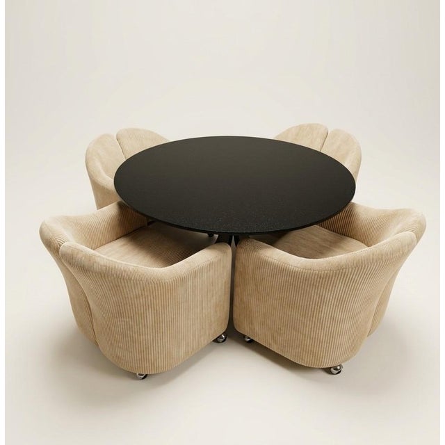 Tecno T69 Table by Osvaldo Borsani and Four Wheeled Chairs by Eugenio Gerli for Tecno, 1960s, Set of 5 For Sale - Image 4 of 17