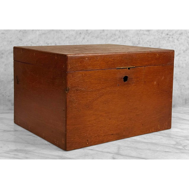 Traditional Antique Primitive Traditional Mahogany Storage Box For Sale - Image 3 of 12