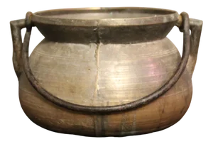 18th Century Bronze Cauldron with Forged Iron Handle, France