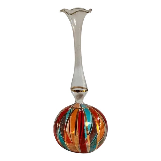 Venetian 24 Karat Gold Hand-Painted Vase by Venini, Italy, 1960s For Sale