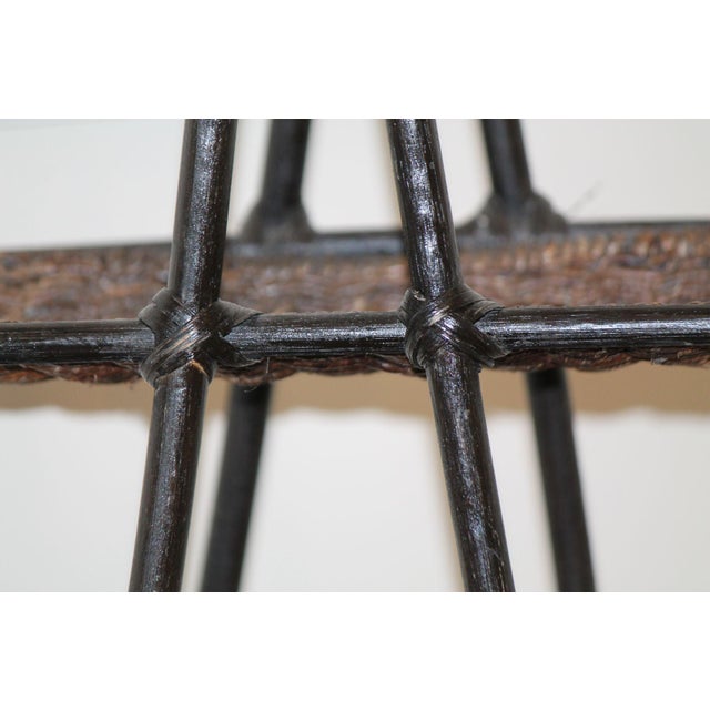 Wood Vintage 2-Tier Boho Rattan and Bamboo Shelf For Sale - Image 7 of 10