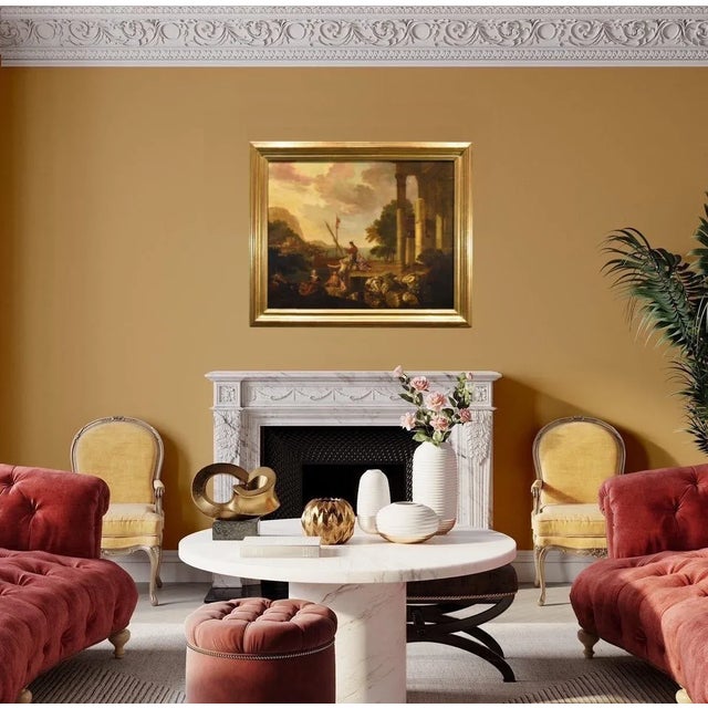 Jacob De Heush, Coastal Landscape with Architectural Ruins, 1680, Oil on Canvas, Framed For Sale - Image 15 of 16