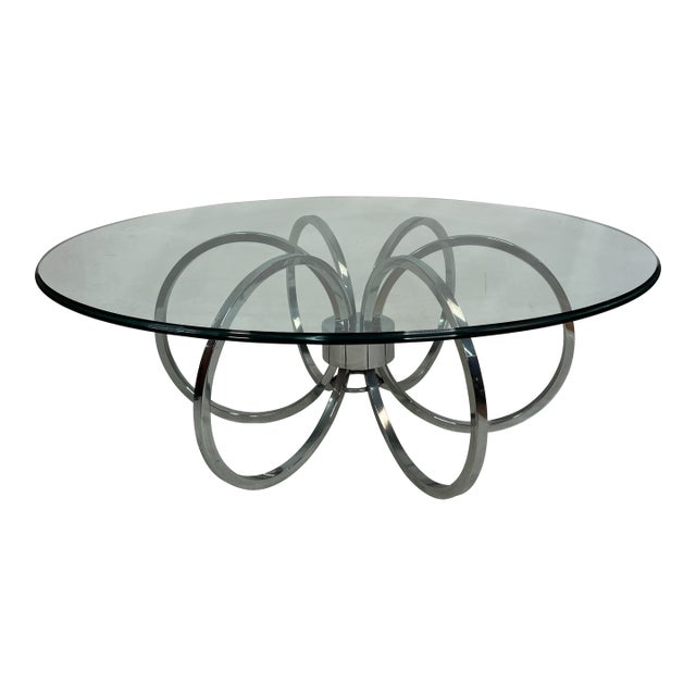 Mid-Century Modern Chrome and Glass Coffee Table Styled After Milo Baughman For Sale
