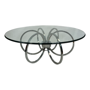 Mid-Century Modern Chrome and Glass Coffee Table Styled After Milo Baughman