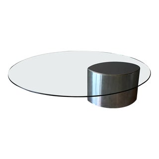 Vintage Cini Boeri for Knoll Lunario Oval Cantelivered Coffee Table, Ca 1970 For Sale