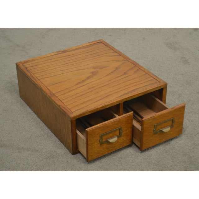 Antique Oak Desktop 2 Drawer Library Card File Chairish
