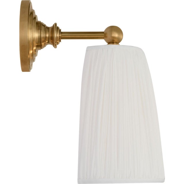 Visual Comfort Amber Lewis for Visual Comfort Signature Matos 11" Sconce in Hand-Rubbed Antique Brass with Silk Pleat Shade For Sale - Image 4 of 9