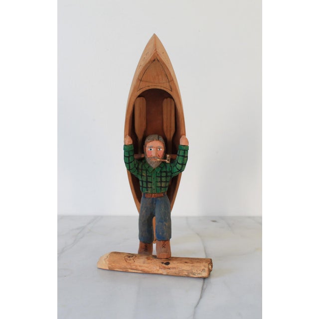 Mid-Century Modern Vintage Hand-Carved Wooden Figurine For Sale - Image 3 of 14