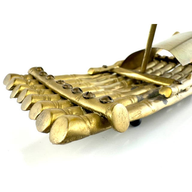 Mid-Century Brass Asian-Style Sailboat For Sale - Image 9 of 12