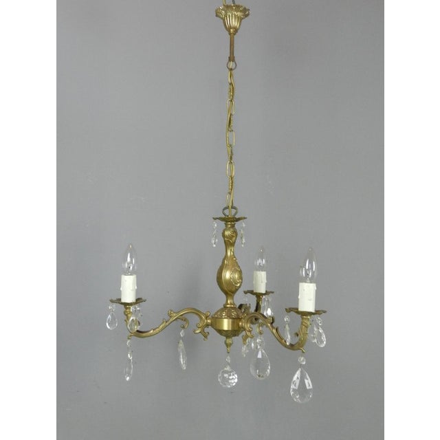 Metal French Chandelier & Wall Sconces, 1950s, Set of 3 For Sale - Image 7 of 15