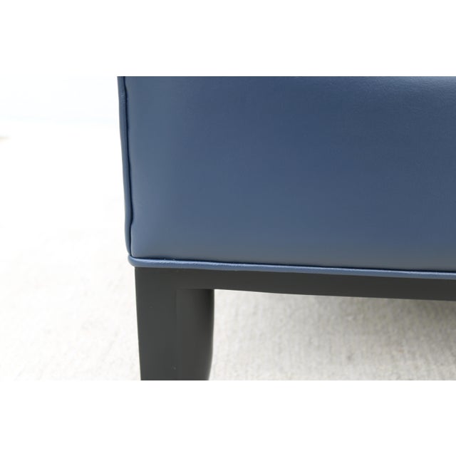 MCM Style Mark Goetz for Bernhardt Design Moreau Sofa in Navy Blue Leather For Sale - Image 14 of 18