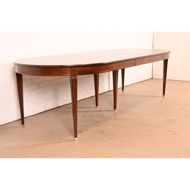 Kindel Furniture Kindel Furniture French Regency Louis XVI Cherry Wood Extension Dining Table, Newly Refinished For Sale - Image 4 of 15