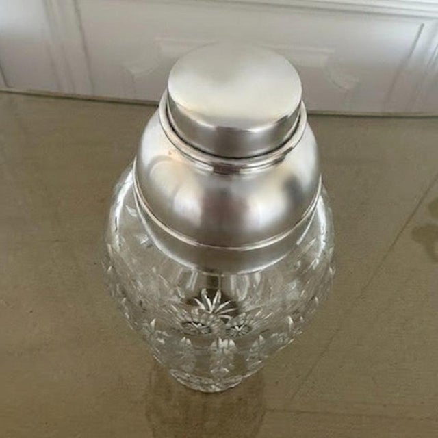 Metal Vintage Wilhelm Wolff German Cut Crystal & Silver-Plated Cocktail Shaker, Marked W 464 For Sale - Image 7 of 11