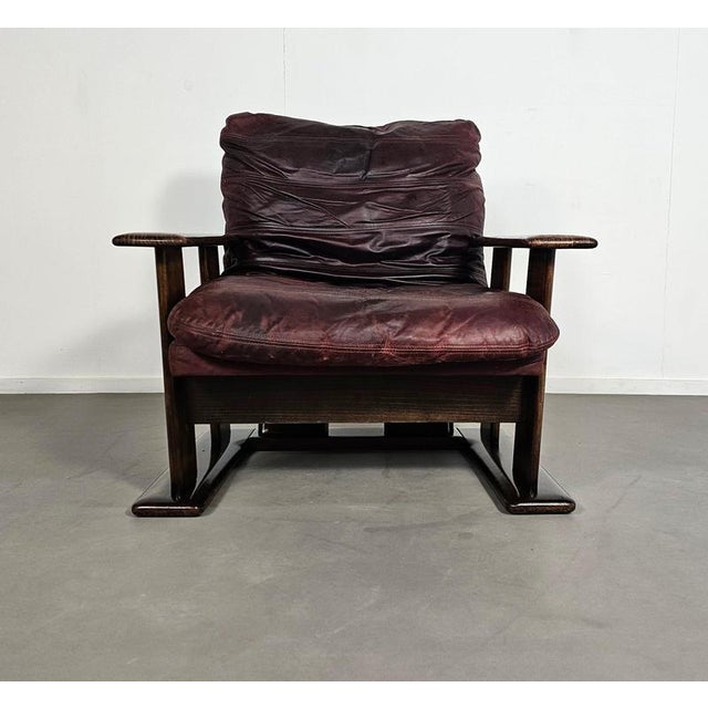 Wood Brutalist Upholstered Wood Armchair, 1960s For Sale - Image 7 of 18