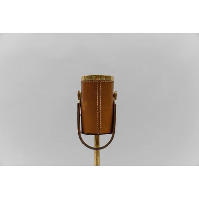 Portable Ashtray Stand in Brass and Leather in the style of Jacques Adnet, 1950s For Sale - Image 4 of 9
