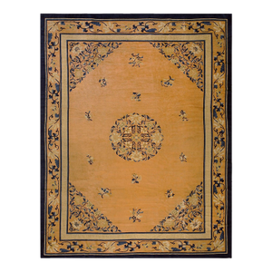 Beautiful Salmon Gound Color With Medallion/Crest Design Antique Chinese Peking Rug