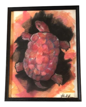 Vintage Original Modernist Pastel Pop Turtle Mid Century Modern Framed