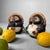 Charming pair of vintage Japanese tanuki, made in glazed ceramic and most likely dating from the 1960s–1970s. Dimensions:...