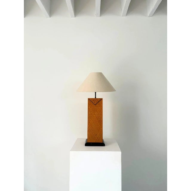 Mid-Century Geometric Rattan Lamp, Italy, 1950s For Sale - Image 10 of 10