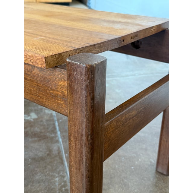 1970s French Brutalist Solid Oak Coffee Table With Magazine Holder For Sale - Image 9 of 13
