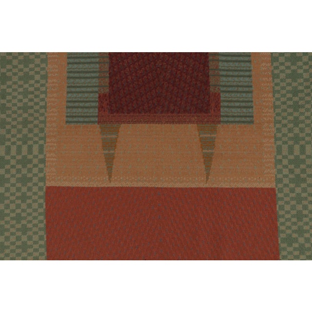 Vintage Art Deco Needlepoint Rug in Beige, Teal & Burnt Red Geometric Patterns For Sale In New York - Image 6 of 7