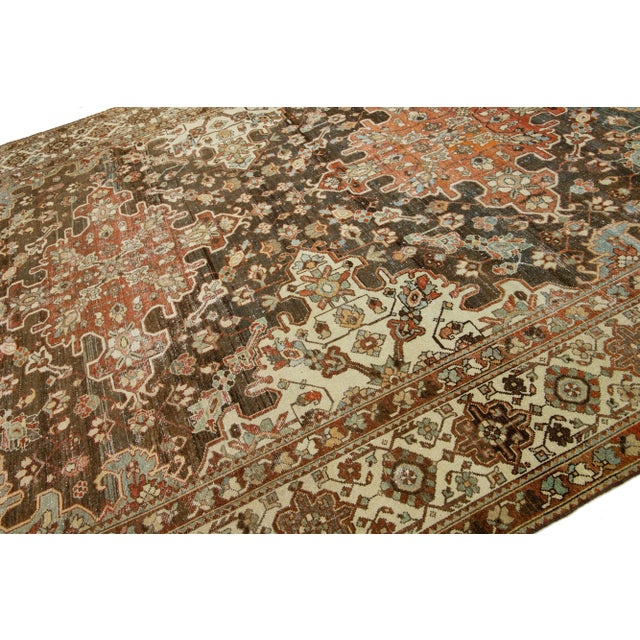 1920s 1920s Persian Bakhtiari Red Wool Rug With Multicolor Floral Motif For Sale - Image 5 of 9