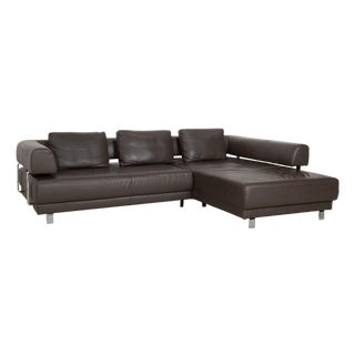 Brand Face Corner Sofa in Brown Leather from Ewald Schillig For Sale