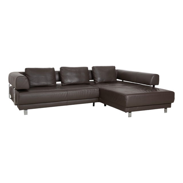 Brand Face Corner Sofa in Brown Leather from Ewald Schillig For Sale