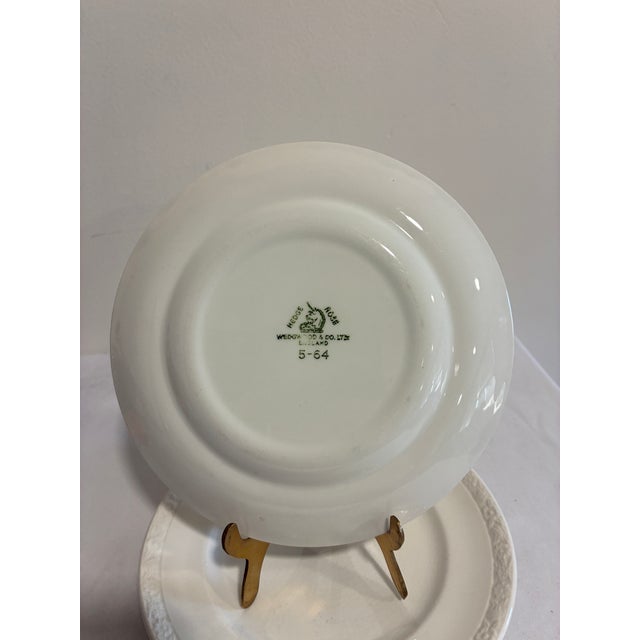 Vintage Wedgwood Salad Plates Set of 4, Embossed Floral Rim, England For Sale - Image 9 of 11