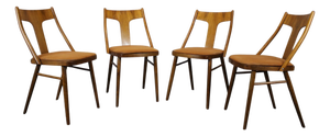 Vintage Czechoslovakian Dining Chairs in Walnut, 1950s, Set of 4