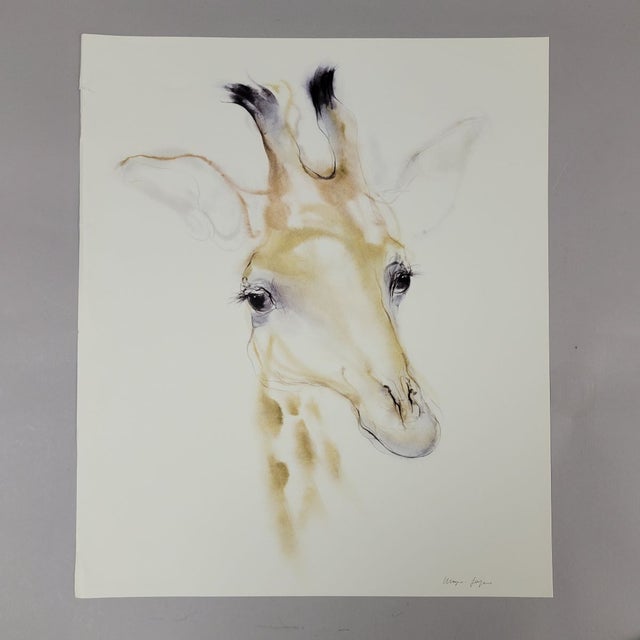 Original acrylic watercolor painting of a giraffe on artist paper, signed but illegible. #00240JWHcpk13