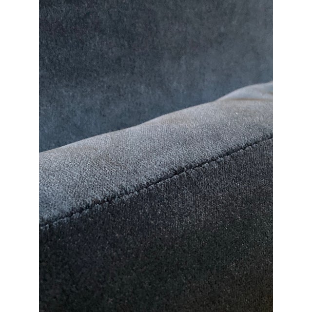 Set of 3 Navy Blue Velvet Lumbar / Kidney Pillows With Down Inserts For Sale - Image 10 of 18