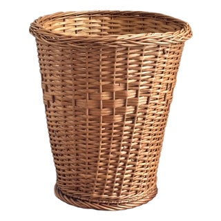 Mid-20th Century Natural Wicker Wastepaper Basket For Sale
