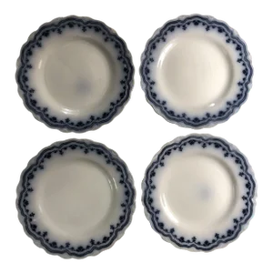 Early 20th Century Grindley England Flow Blue Lyric Plates - Set of 4