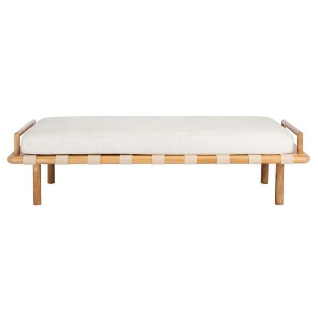 Constantine Teak Bench - Natural/White For Sale - Image 9 of 9