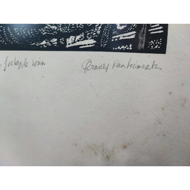 Pre-war painting, woodcut, religious, Noah, dimensions: height 32.5 cm, width 24.5 cm, depth 1.3 cm.