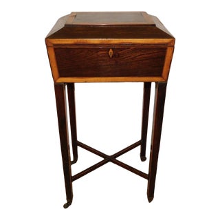 English Traditional Rosewood & Banded Satinwood Box on Stand For Sale