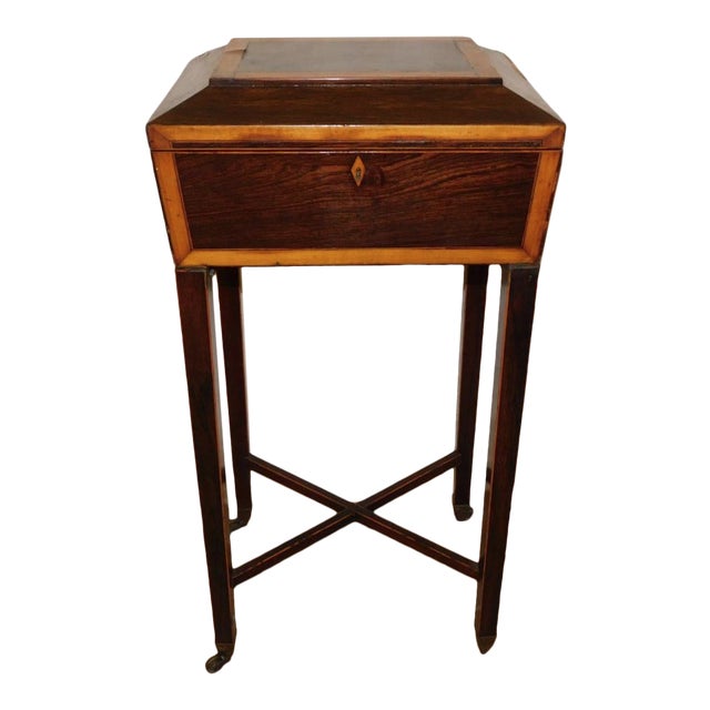 English Traditional Rosewood & Banded Satinwood Box on Stand For Sale